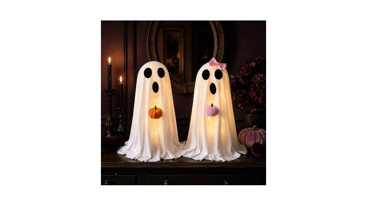 2 Pack Light Up Ghost Halloween Decorations Indoor, 20.5 Inch