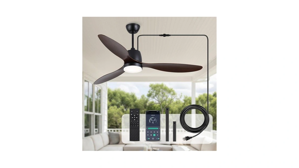 Outdoor Ceiling-fan With Light Plug-in Waterp...