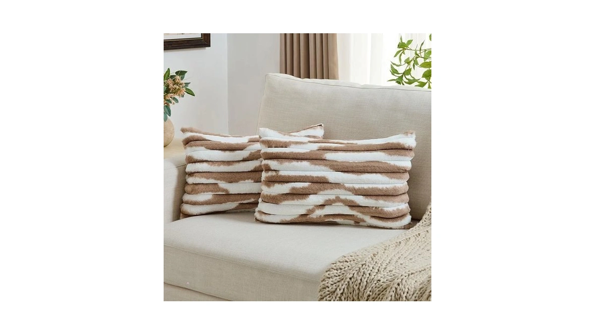 Futei Pack Of 2 Faux Fur Throw Pillow Covers 12x20
