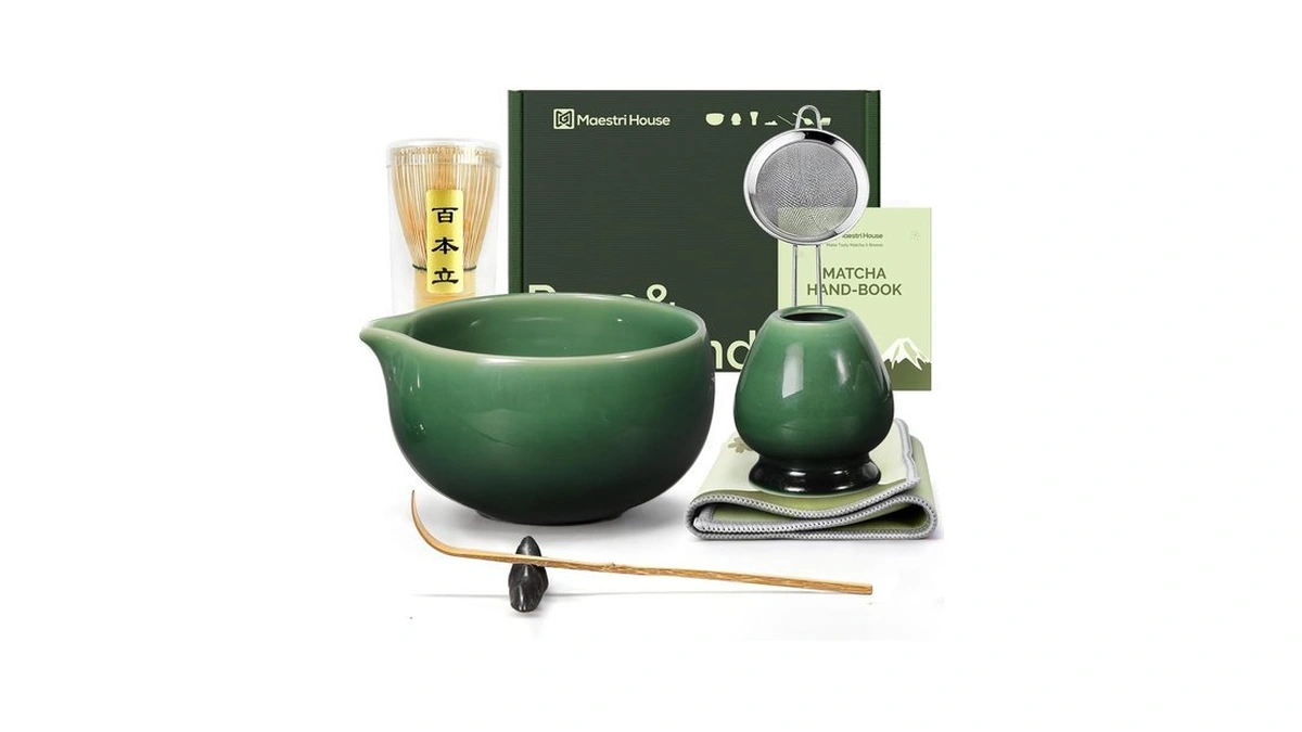 Maestri House Matcha Whisk Set, 7-piece Kit With Spouted Ceramic