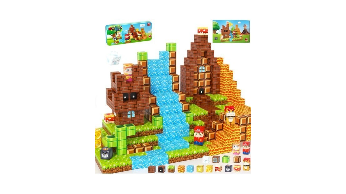Magnetic Blocks Travel Toys With Portable Metal Tin – Toddler