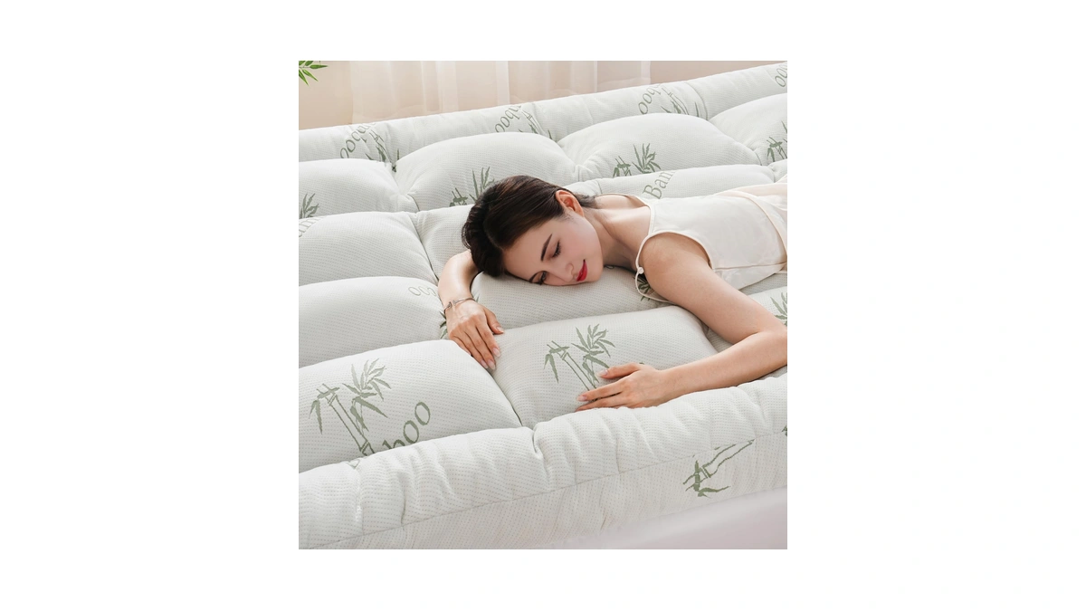 Downcool 3 Inch Queen Mattress Topper, Breathable Bamboo Viscose Air