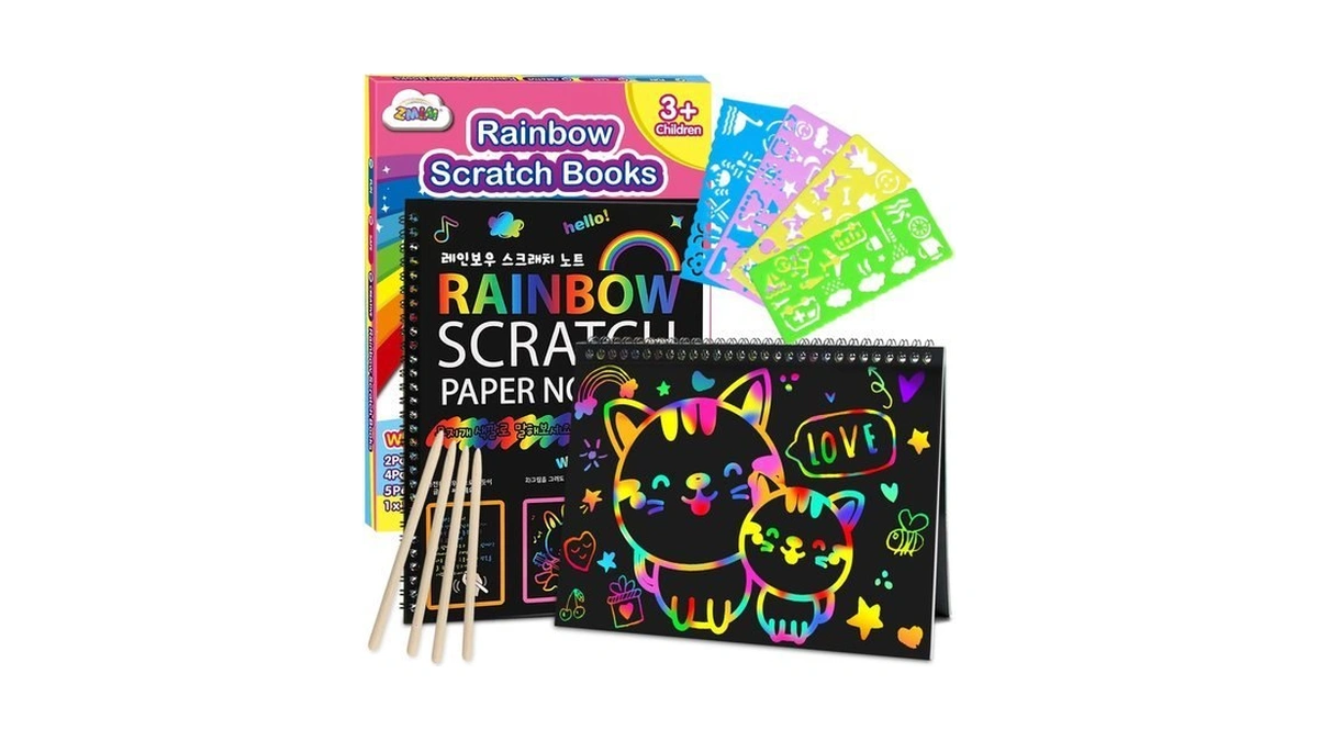 Zmlm Scratch Paper Art-crafts Gift: 2 Pack Rainbow Notebooks Supplies