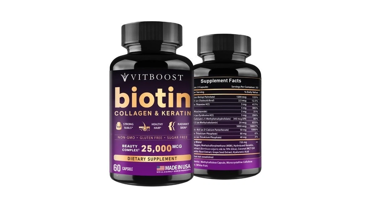 Vitboost Biotin With Hyaluronic Acid, Collagen And Keratin - 60ct,