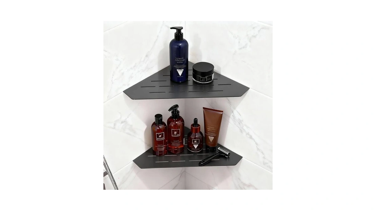 Vyrassium 10" Corner Shower Shelf 2 Pcs Matte Black 304