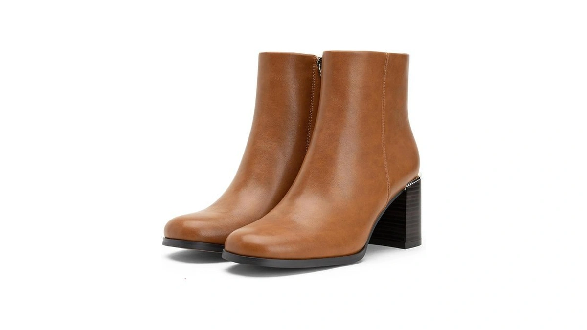 Vepose Women's Yellow Brown Square Toe Dress Ankle Boots, Size