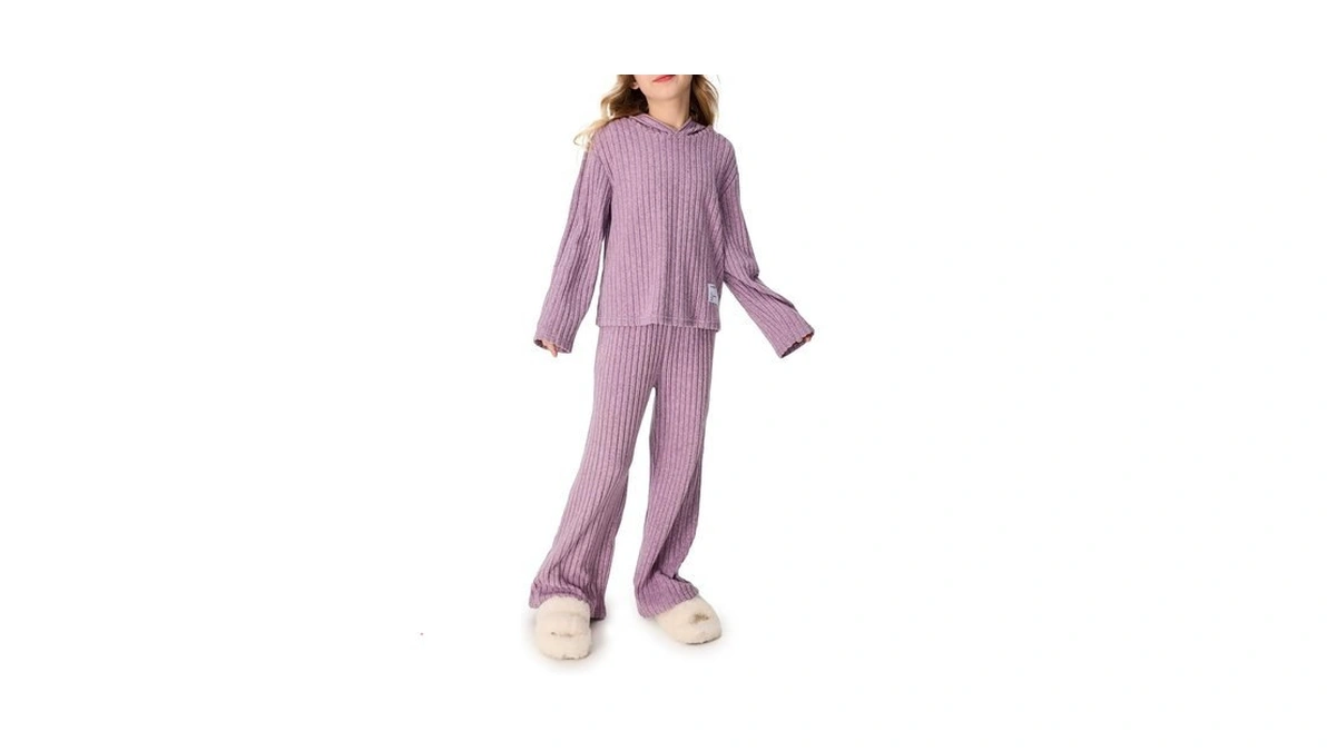 Mianzhi Girls 2 Pieces Outfits Lounge Set Knit Hoodies Flare