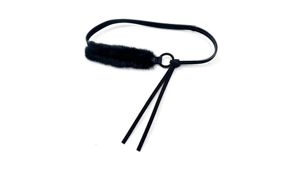 Chaywillow Vintage Furry Waist Belt With Circle Ring Buckle