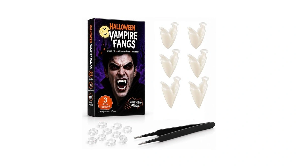 Wesgen Elastic Tpu Rings & Vampire Fangs In 3 Sizes