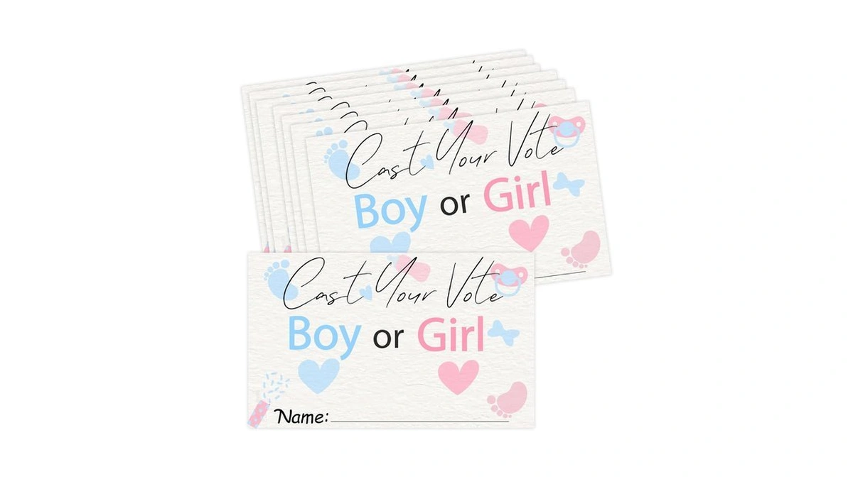 100 Pcs Gender Reveal Party Voting Cards,2x3.5 Inches(pink And Blue)