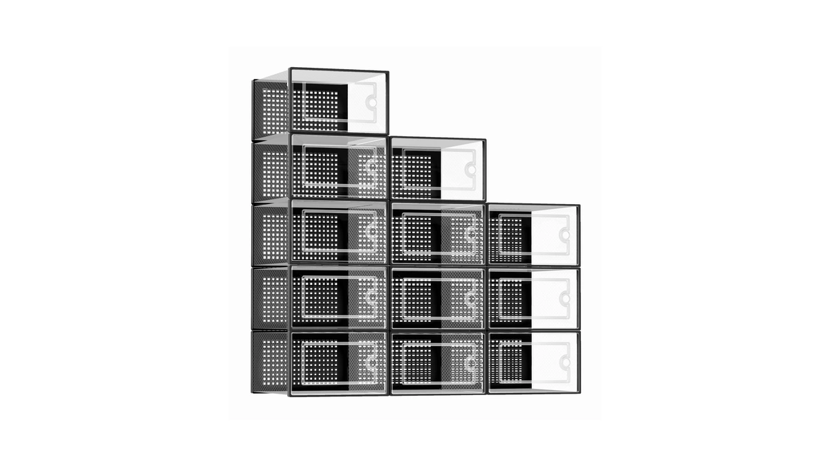 Kuject X-large Shoe Storage Boxes 12 Pack, Clear Stackable Shoe