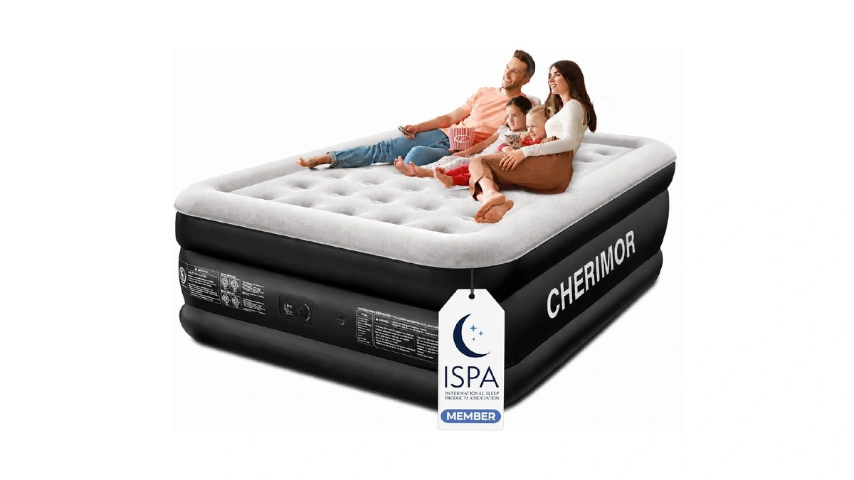Cherimor Queen Air Mattress With Built-in Pump 18in, Upgraded 40