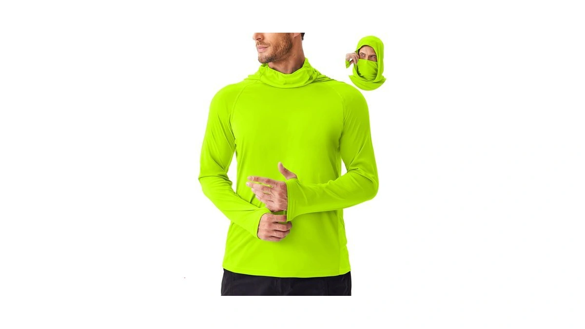 Pinspark Mens Sun Hoodie Shirt With Mask Upf 50+ Fishing