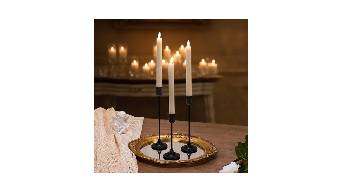 Amazon : Batoslee Black Candlestick Holders Set O