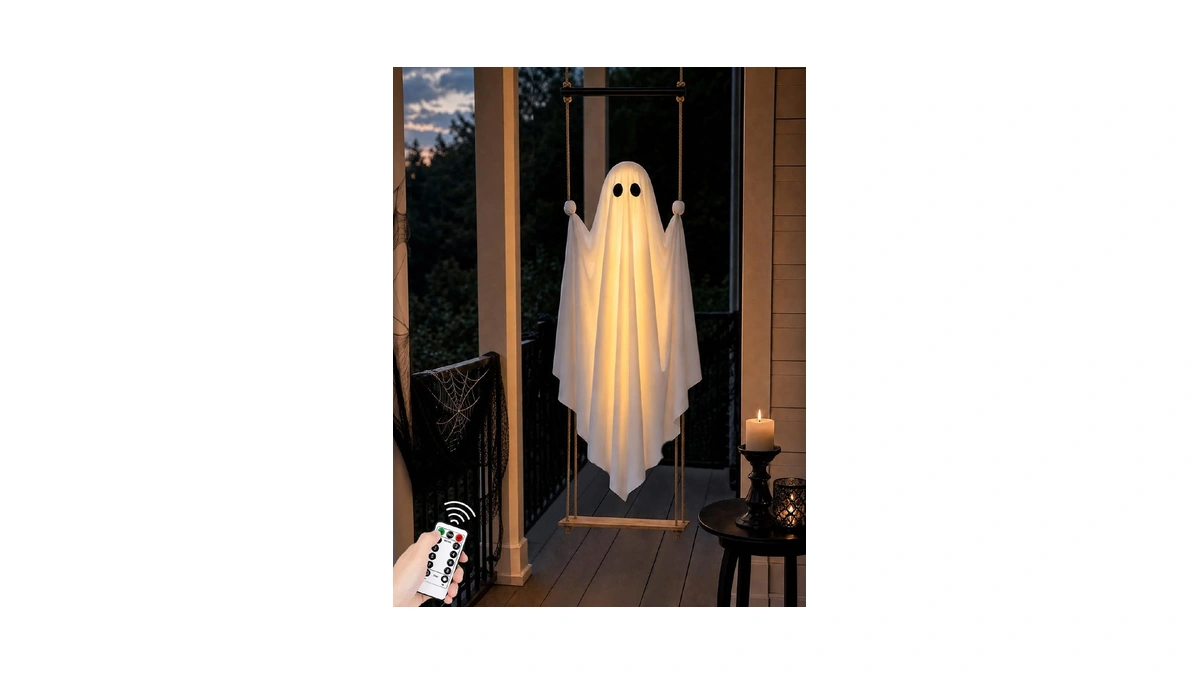 Halloween Decorations Outdoor 3.7ft Pre-assembled Hanging Swing Ghost