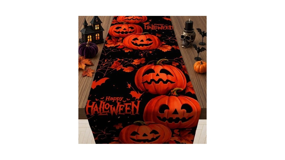 Halloween Party Decorations - Happy Halloween Pumpkin Table Runner