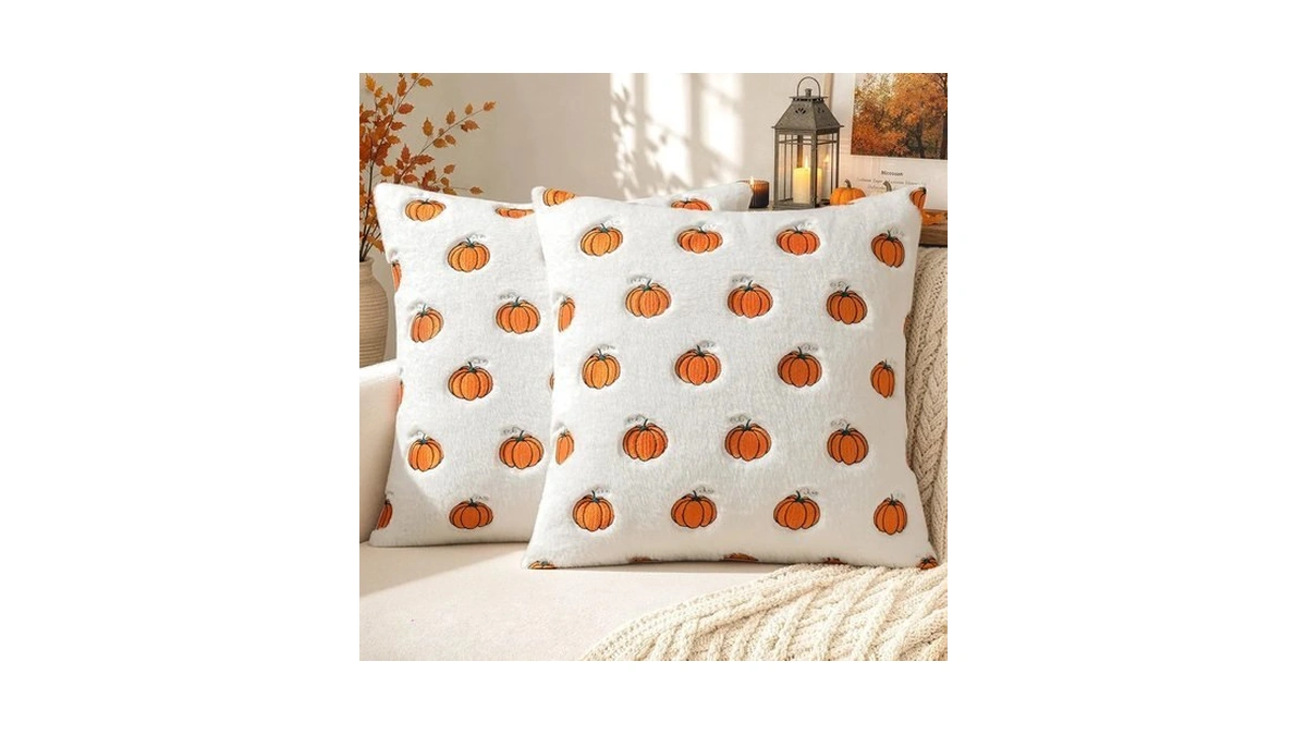 Miulee Fall Pillow Covers 18x18 Bright Orange Pumpkin Fall Decor