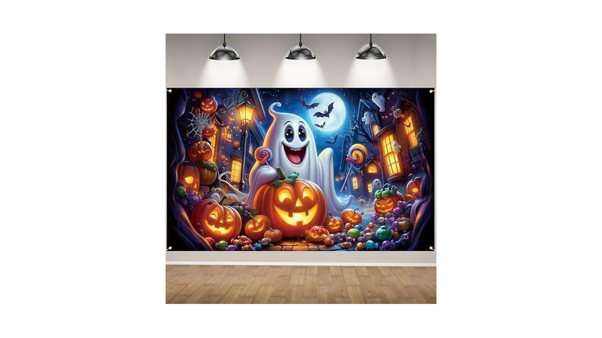 Rvsticty Halloween Backdrop,ghost Pumpkin Decorations For Home Decor