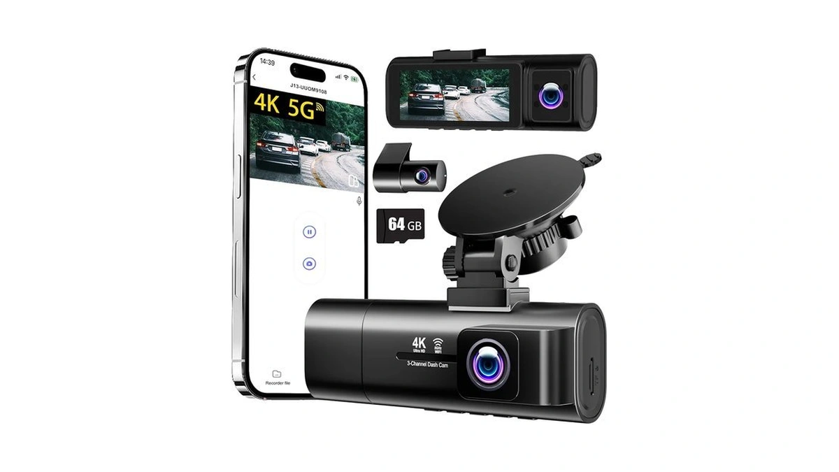 4k Dash Cam Front And Rear Inside,3.16" Ips,3 Channel Dash