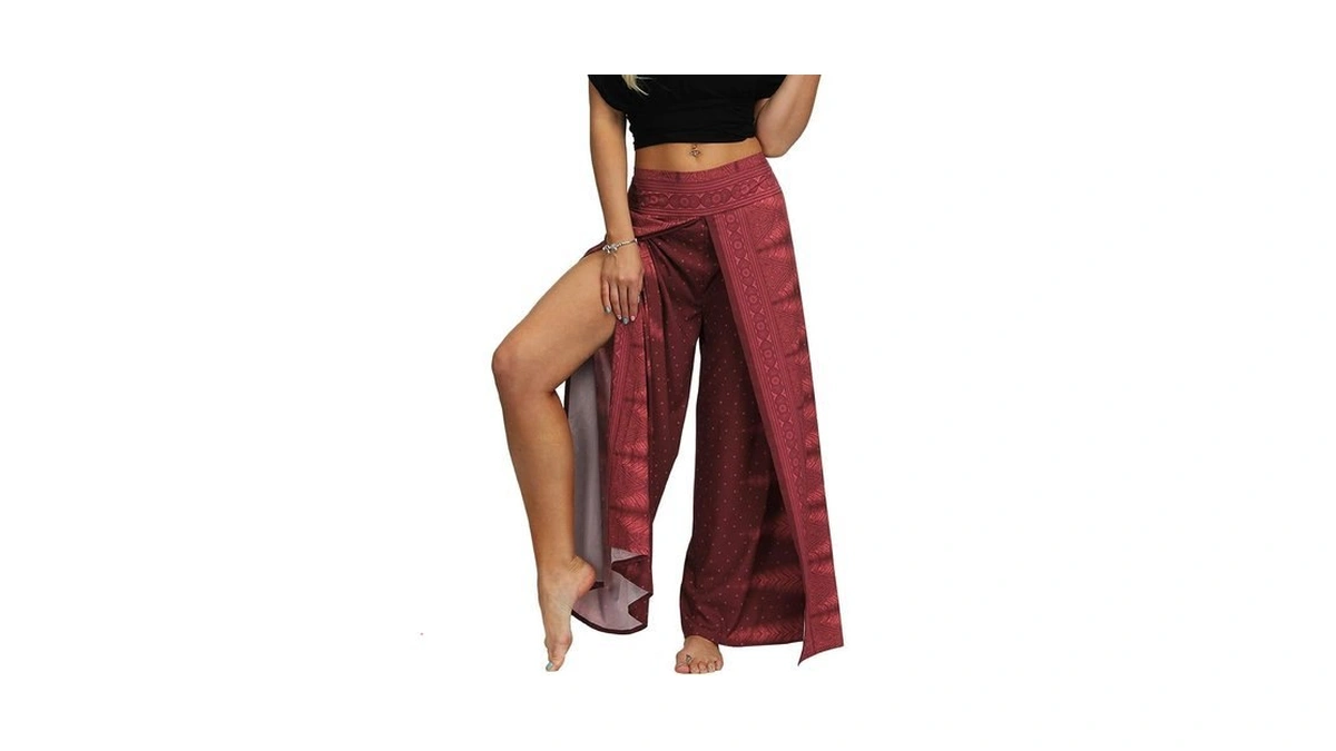 Fancy Uyee Womens Slit Wide Leg Pants Causal Hippie Bohemian