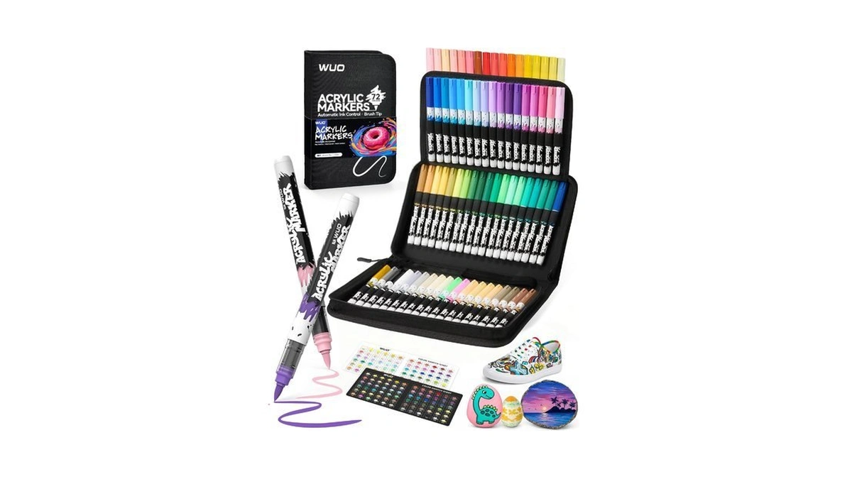 Wuo 72 Pack Acrylic Paint Markers With Automatic Liquid Ink