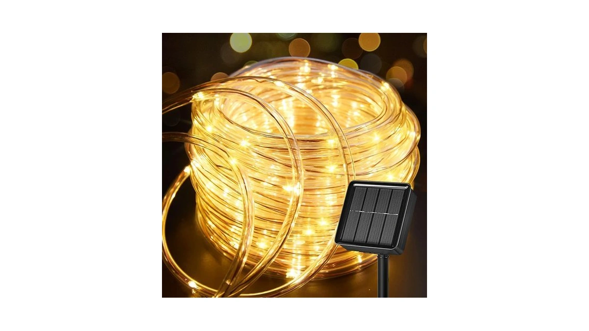 Brightown 39ft 100led Solar Rope Lights Outdoor Waterproof, Warm White