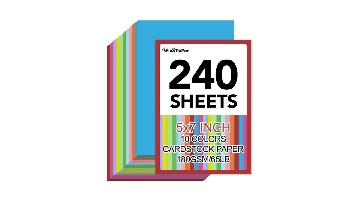 240 Sheets Colored Cardstock 5 X 7, 10 Colors, 65lb/180gsm