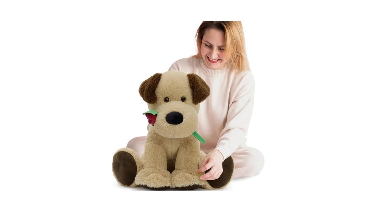 Karister Dog Stuffed Animal With Rose, 21.6 Inch Valentine's Puppy