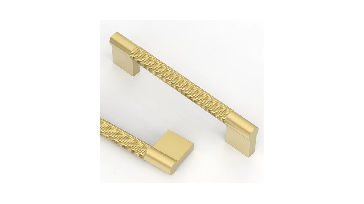 Asidrama 10 Pack 5 Inch Brushed Gold Knurled Cabinet Handles