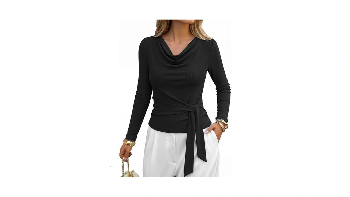 Btfbm Fall Tops For Women Tie Waist Wrap Blouses Business