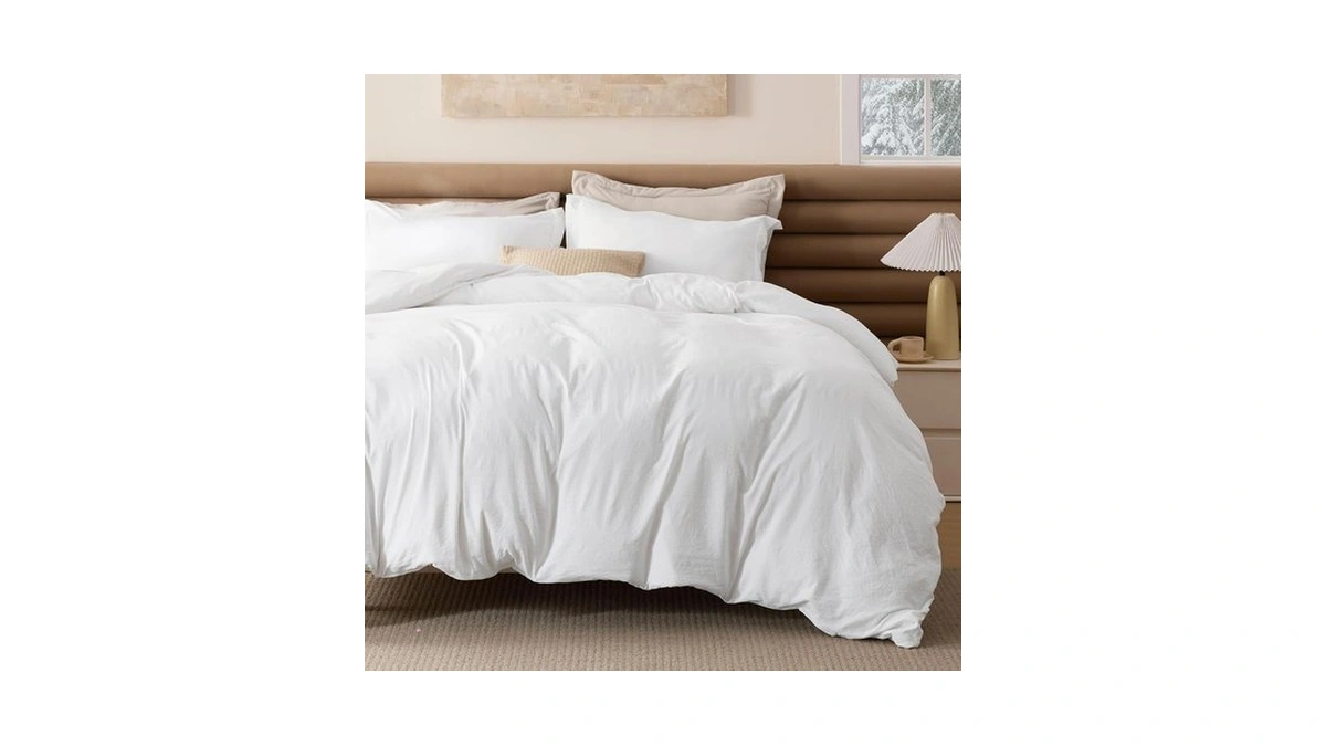 Bedsure White Comforter Cover Queen Size 4 Pieces Prewashed Soft