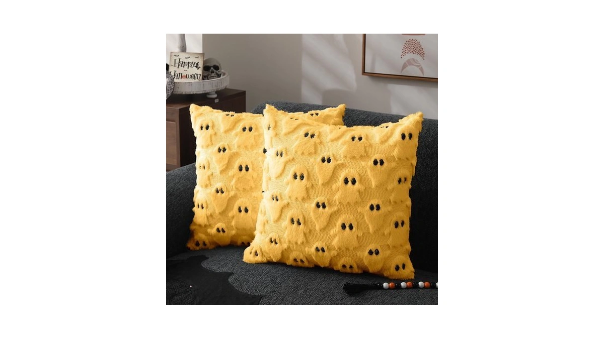 Dfxsz Halloween Pillow Covers 20x20 Inch 2pcs Yellow Ghost Halloween