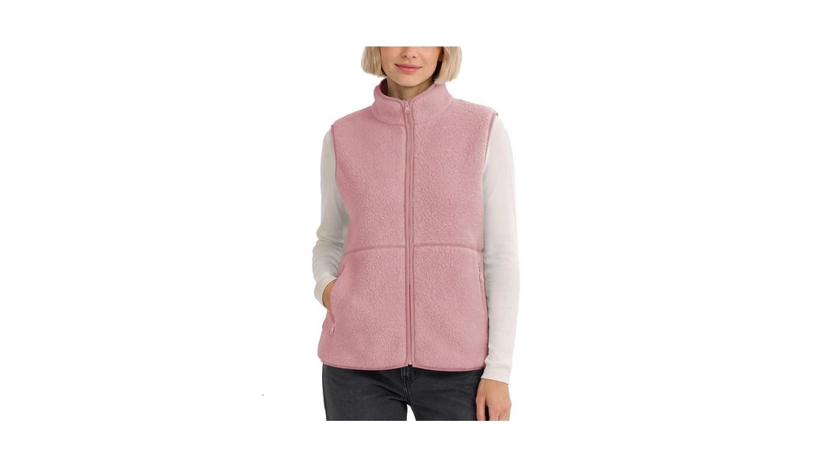 Lomon Womens Fuzzy Sherpa Fleece Vest Warm Sleeveless Jackets Pink