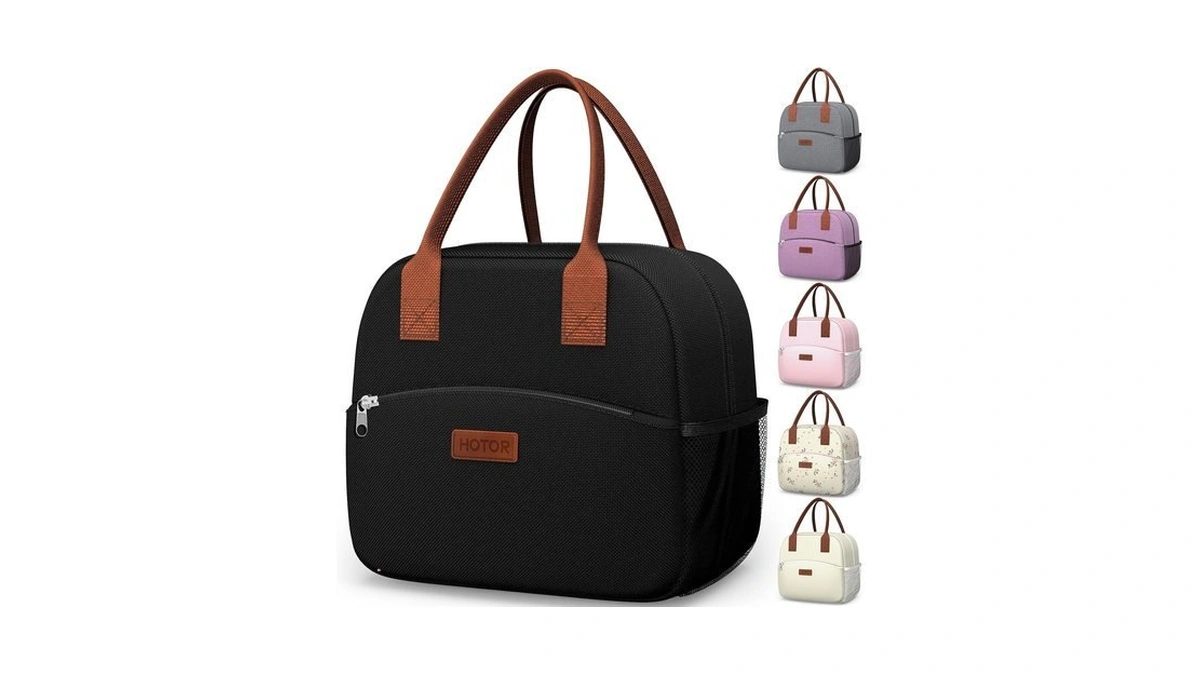 Hotor Lunch Bag Women Men Insulated Lunch Box Black 10l