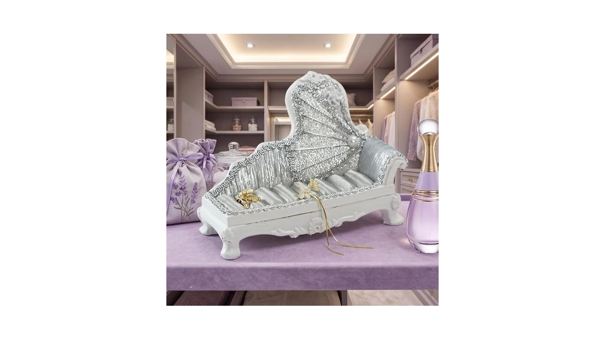 Dzrige Sofa Shaped Jewelry Box Portable Organizer For Rings Earrings