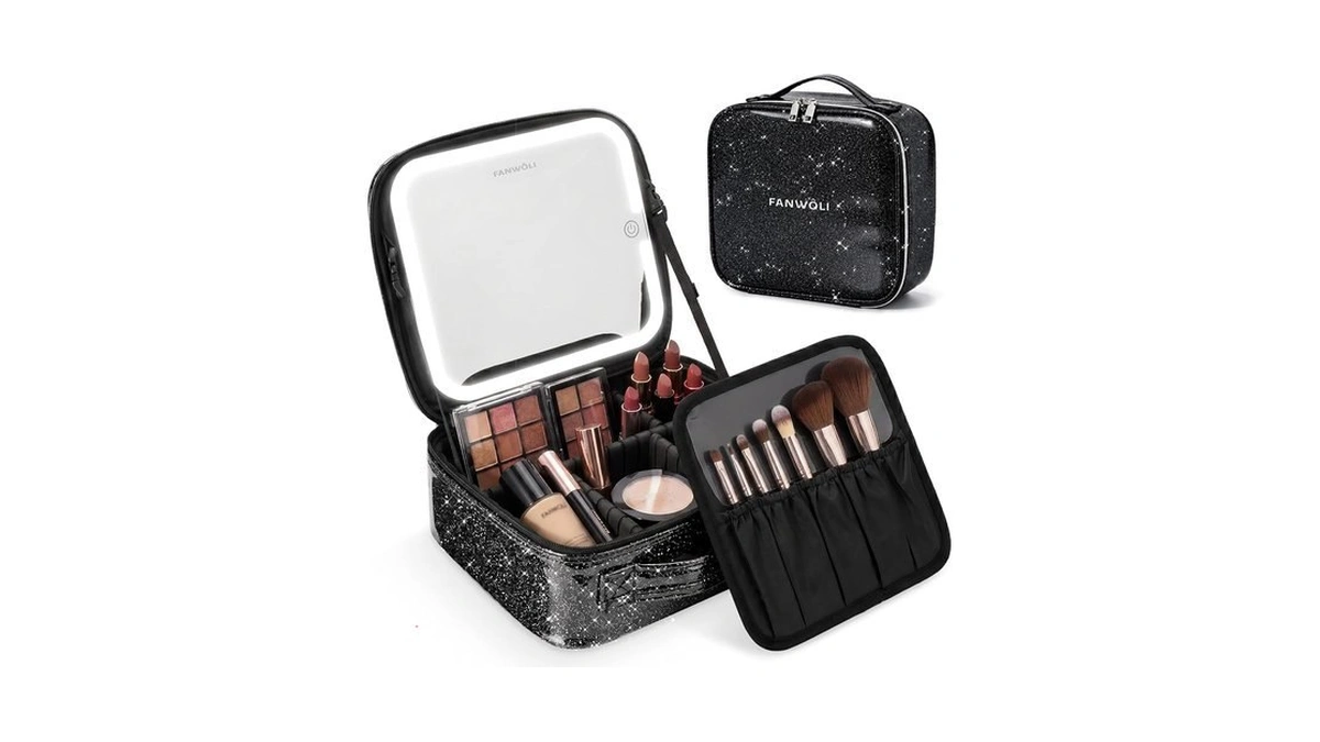 Fanwoli Makeup Bag With Detachable 4k Led Mirror, 3 Light