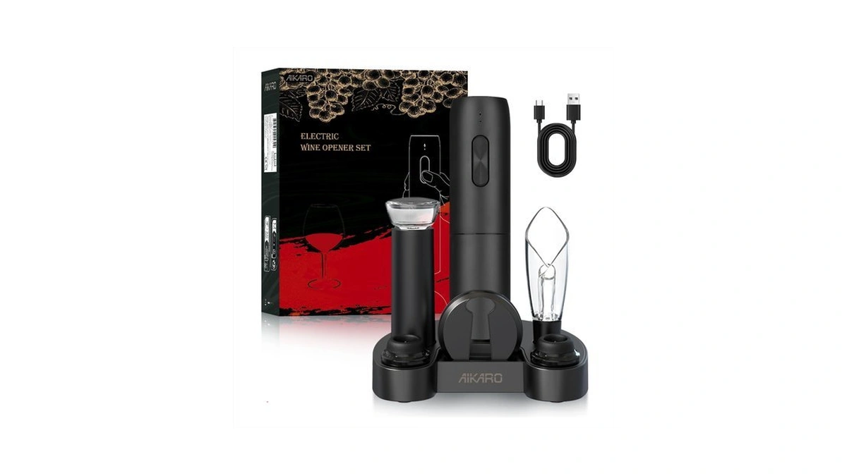Aikaro - Electric Wine Bottle Opener Automatic Corkscrew, Rechargeable (set