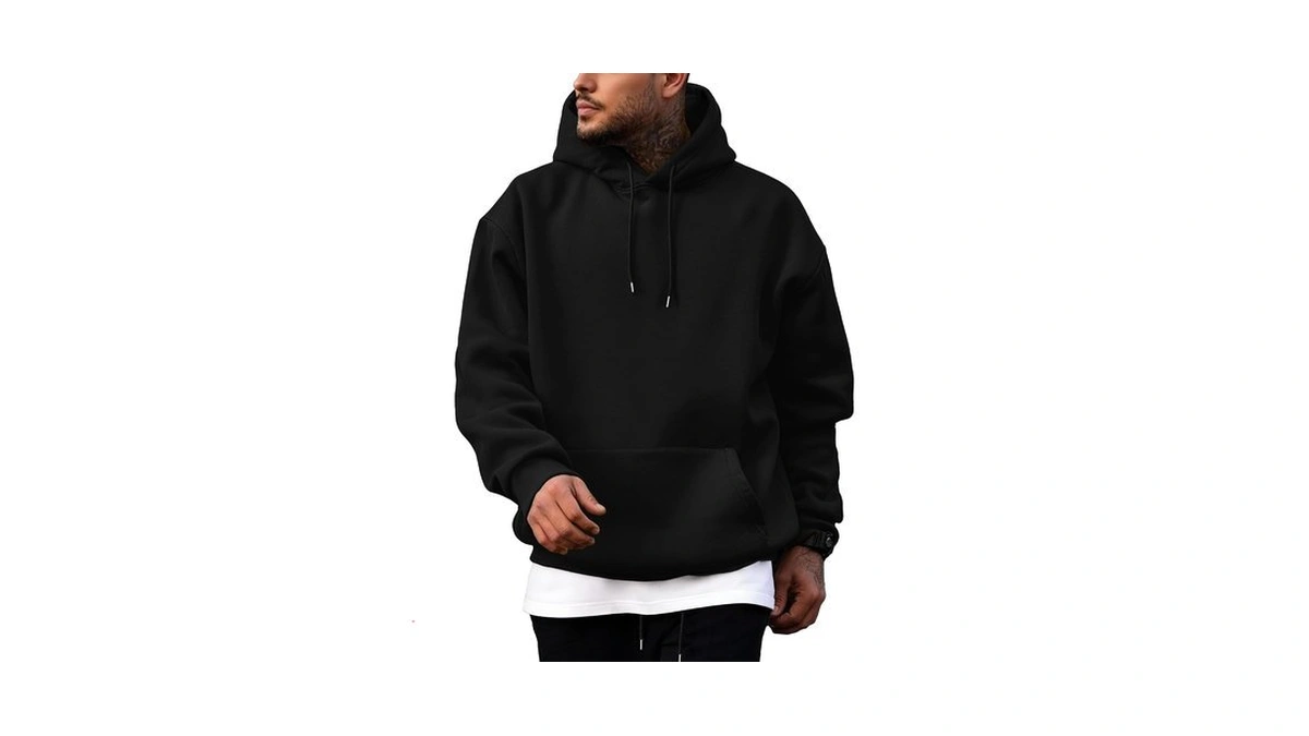 Plepan Hoodies For Men Cotton Essentials Sweatshirts Black Large