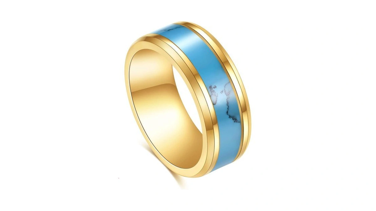 Myneney Retro Vintage Stone Rings For Men Turquoise Rings Stainless