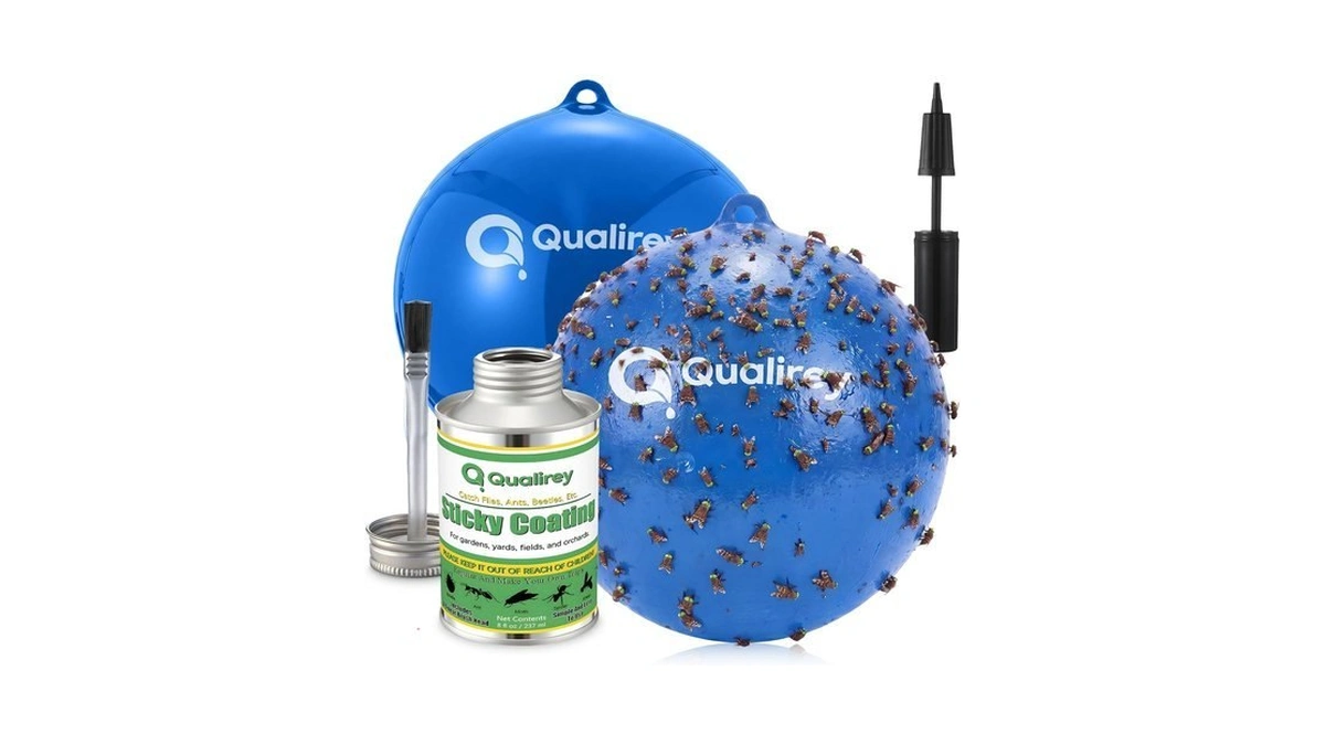 Qualirey 2 Pcs Big Fly Trap Ball 18" Hanging Sticky
