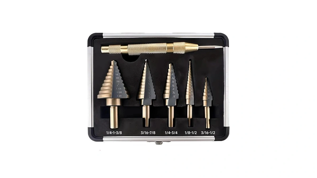 5pcs Hss Titanium-coated Step Drill Bit Set Tri-flat Shank 1/8"