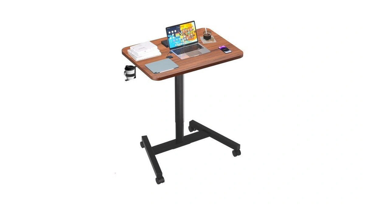 Mpetapt 28-inch Mobile Standing Desk, Computer Workstations With Cup Holder,