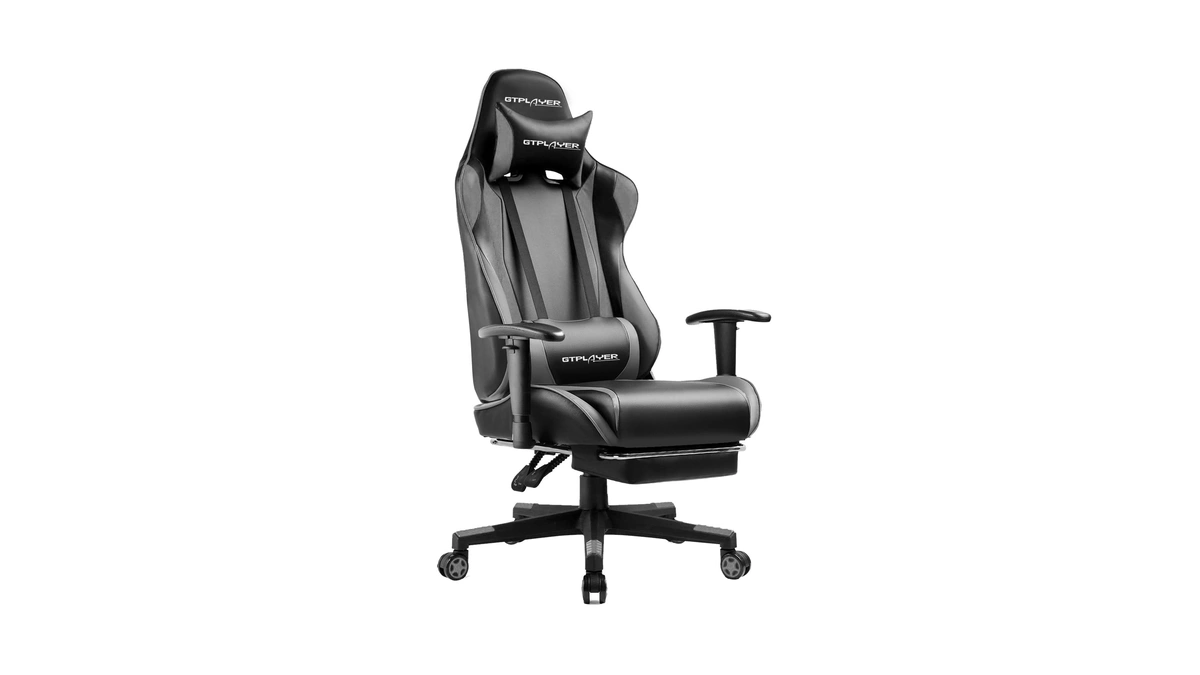 Gtplayer Gaming Chair With Footrest, Ergonomic Computer Game Desk Chair,