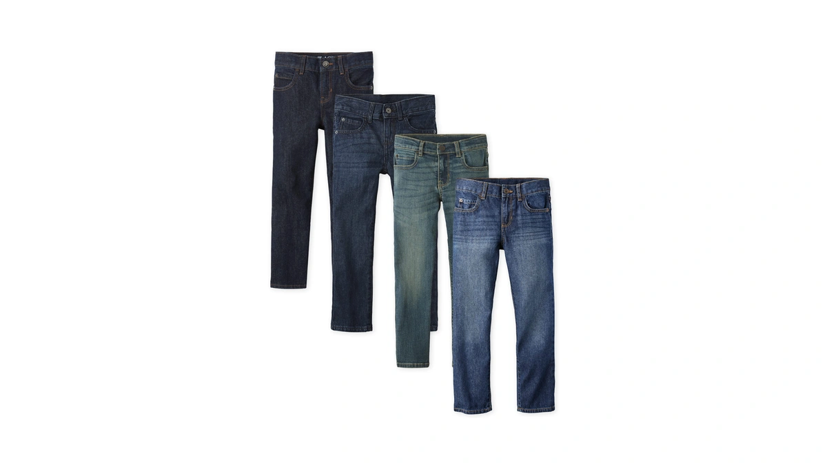 The Children's Place Boys Basic Straight Leg Jeans,carbon Wash/deep Blue