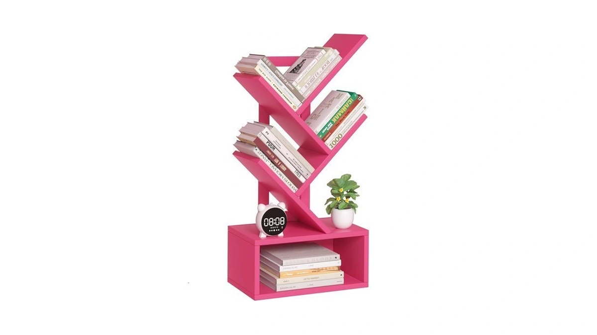 Sheepam 5 Tier Tree Book Case, Small Bookshelf With Shelf