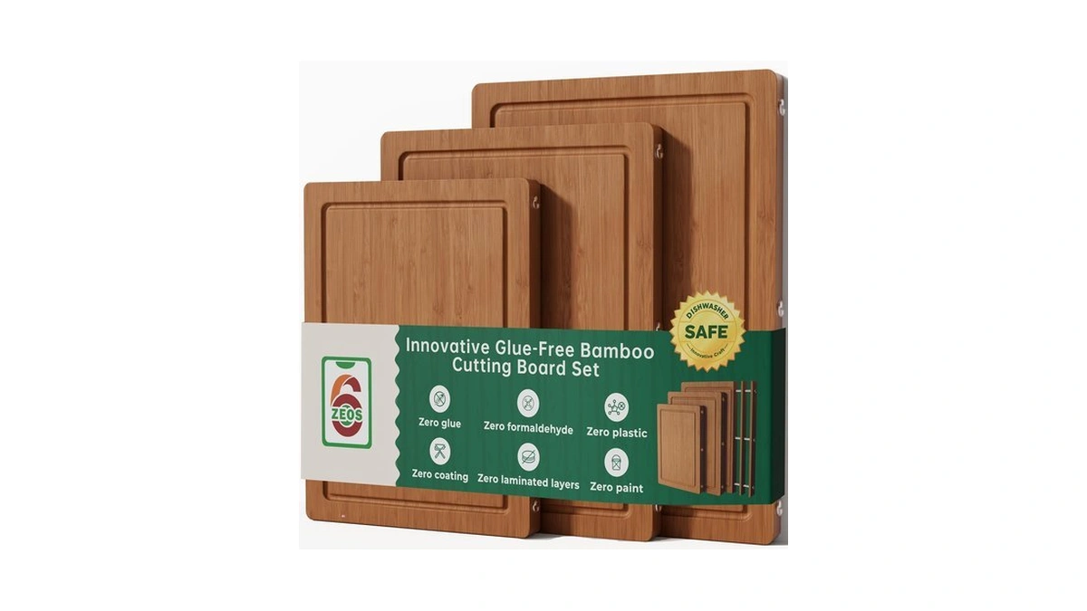 3pcs Formaldehyde Free, Glue Free, Natual Bamboo Cutting Board Set