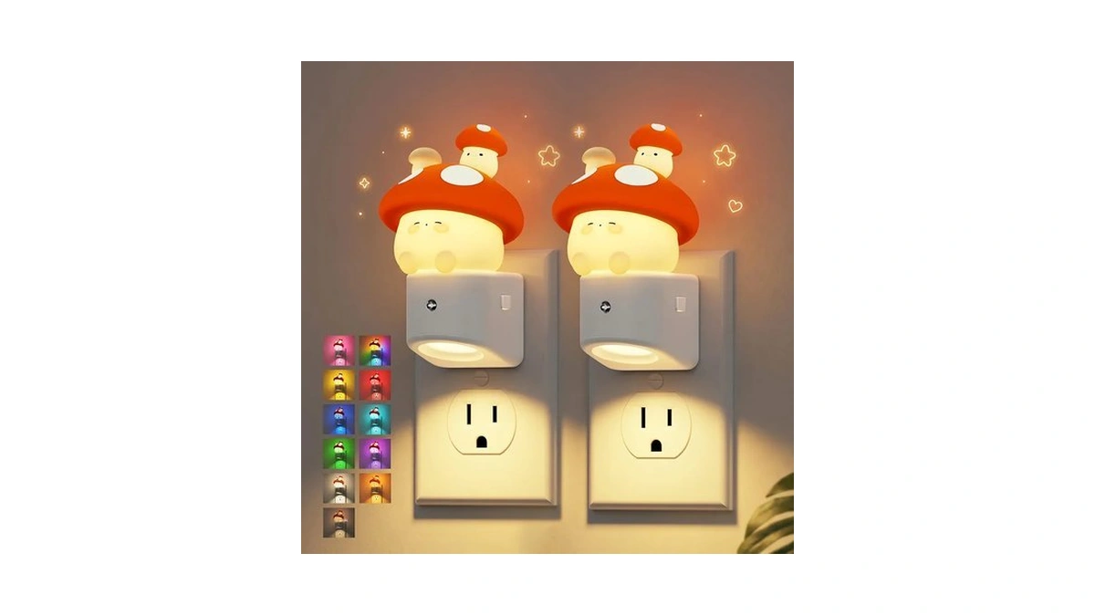 Jandcase Night Light For Kids,3d Mushroom Night Lights Plug Into