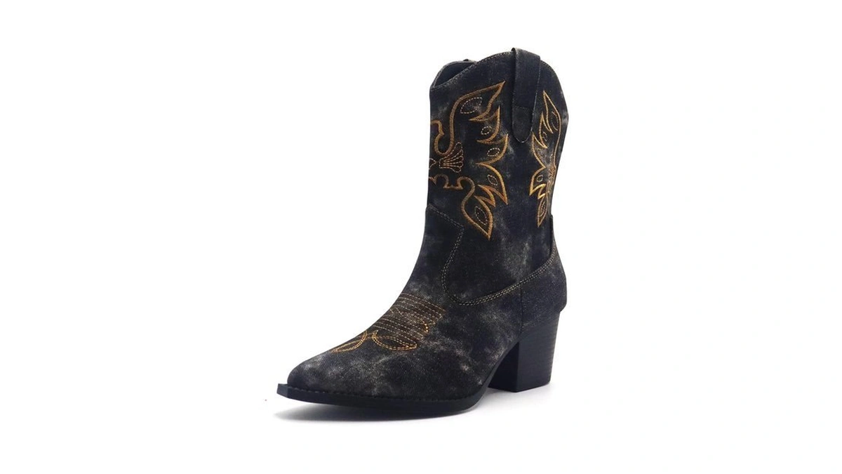 Imuu Cowboy Boots For Women Cowgirl Mid Calf Western Embroidered