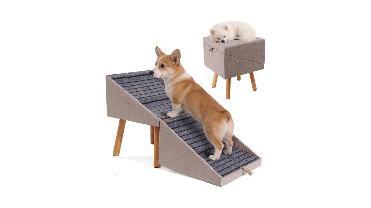 Dog Ramp For Couch 2-in-1 Pet Steps & Ottoman