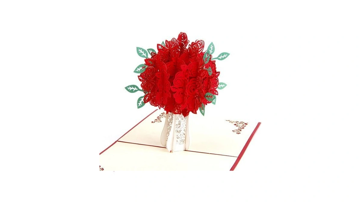 Enjoypro Valentines Day Card For Her, 3d Rose Bouquet Pop